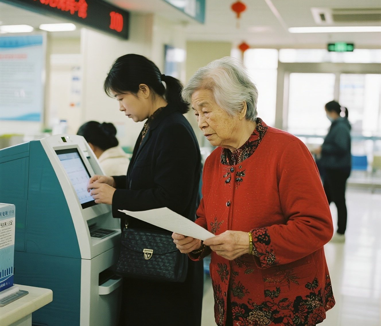 李姐正在陪着张阿姨看病