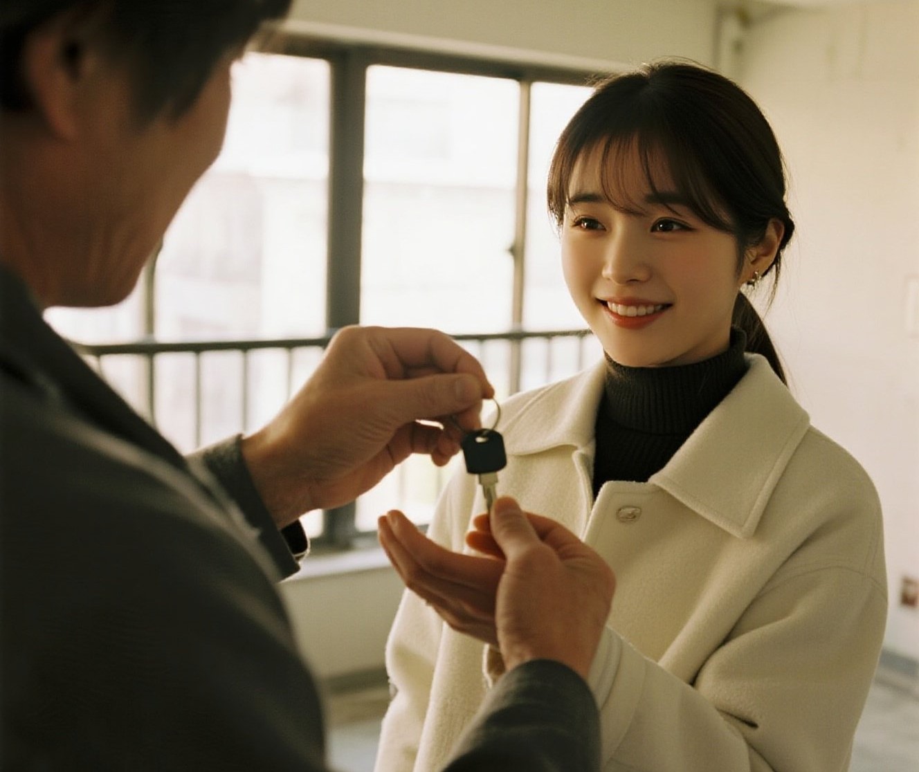 一位女生刚刚搬到新房，看起来很累