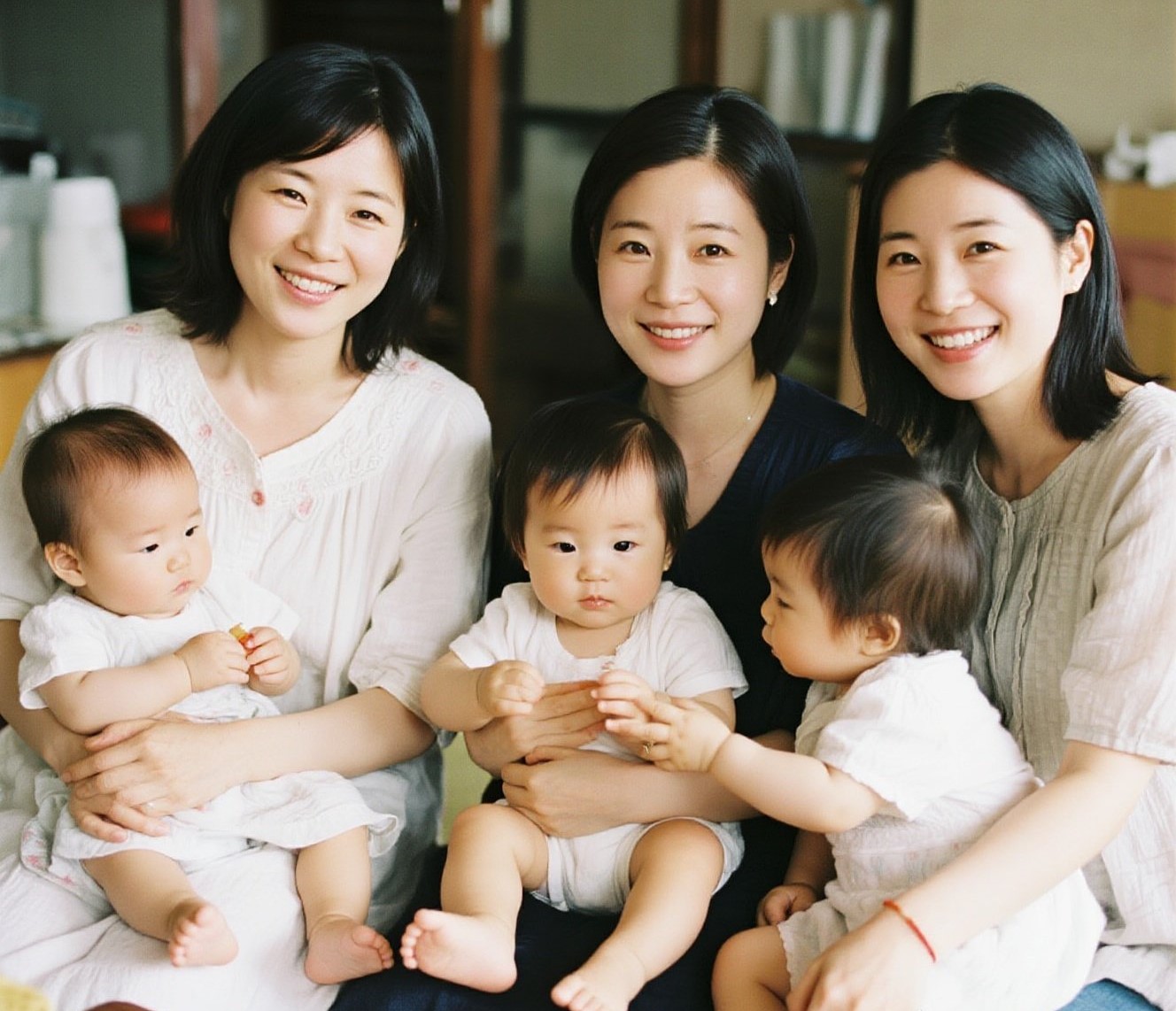 几个宝妈在一起开心交谈